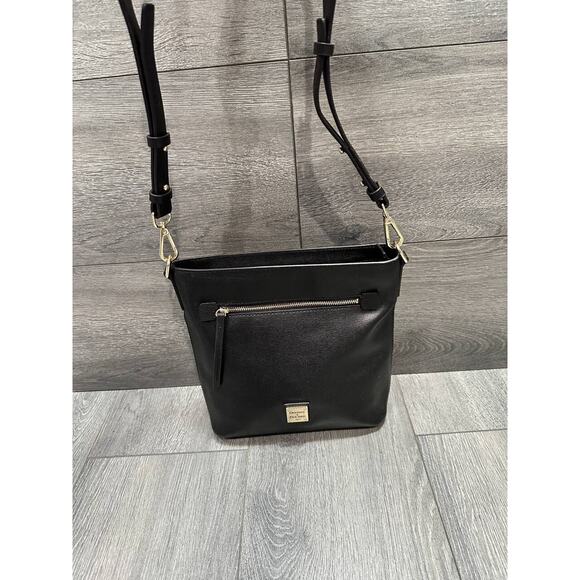 Dooney & Bourke Saffiano Black Leather Zip Crossbody Shoulder Bag B000478 - Picture 7 of 16